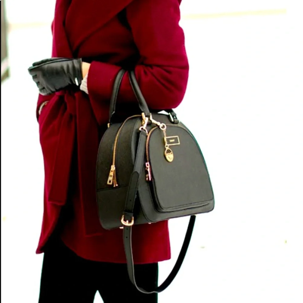 DKNY Saffiano Leather Top Zip Round Satchel - Picture 2 of 11